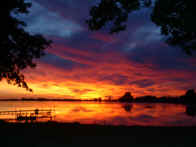 Fall sunset on Sandy Pond NY